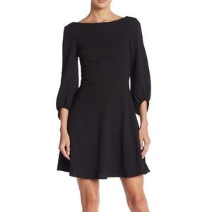 Balloon Sleeve Puff Dress - Black Mini